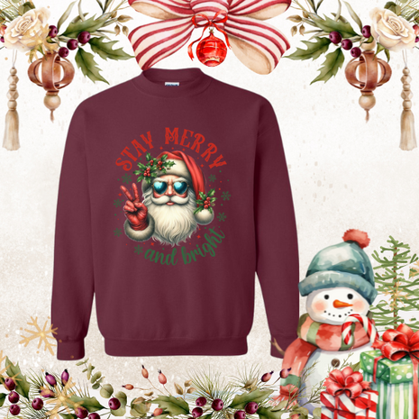 Kerst trui kerstman met bril bruin