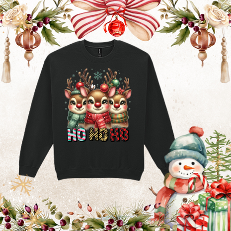 Kerst trui Rendieren Ho Ho Ho Zwart