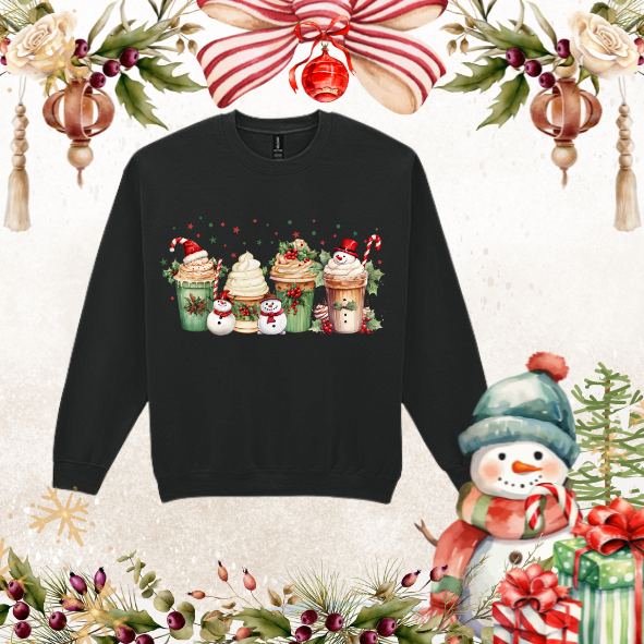 Kerst trui Sneeuwpop ijsbekers Zwart
