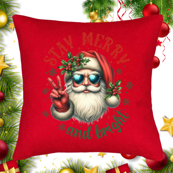 kerst kussen Kerstman met bril