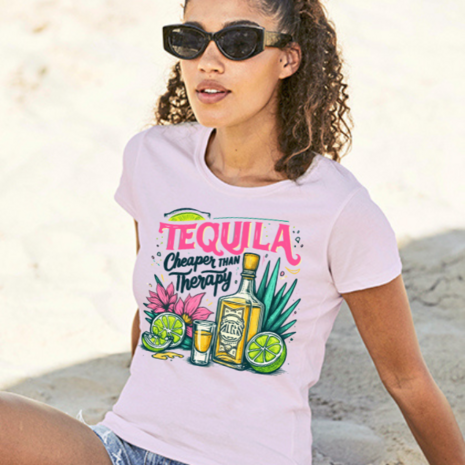 Dames T-shirt tequila is cheaper than therapy
