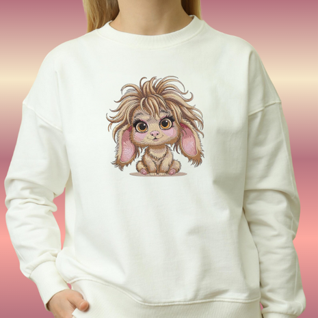 Sweater/Trui Konijn grappig geborduurd