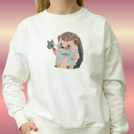 Sweater/Trui Egel geborduurd