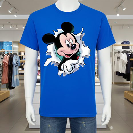 T-shirt 3D Muis fullcolour opdruk Kinderen blauw