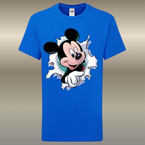 T-shirt 3D Muis fullcolour opdruk Kinderen blauw