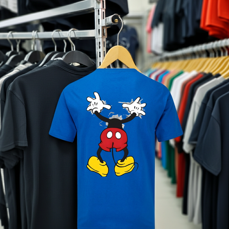 T-shirt 3D Muis fullcolour opdruk Kinderen blauw