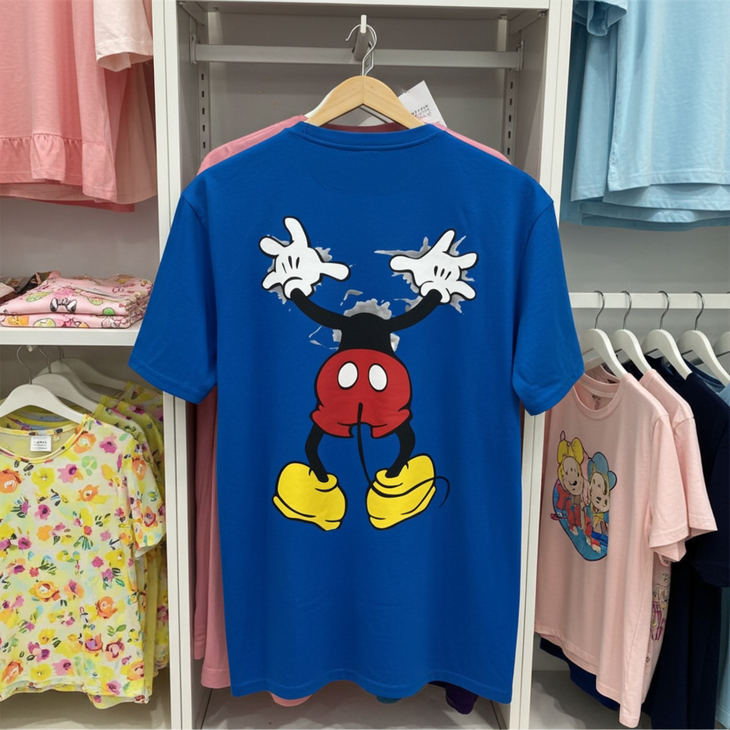 T-shirt 3D Muis fullcolour opdruk Kinderen blauw
