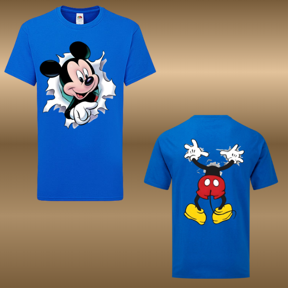 T-shirt 3D Muis fullcolour opdruk Kinderen blauw