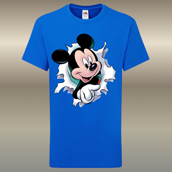 T-shirt 3D Muis fullcolour opdruk Kinderen blauw